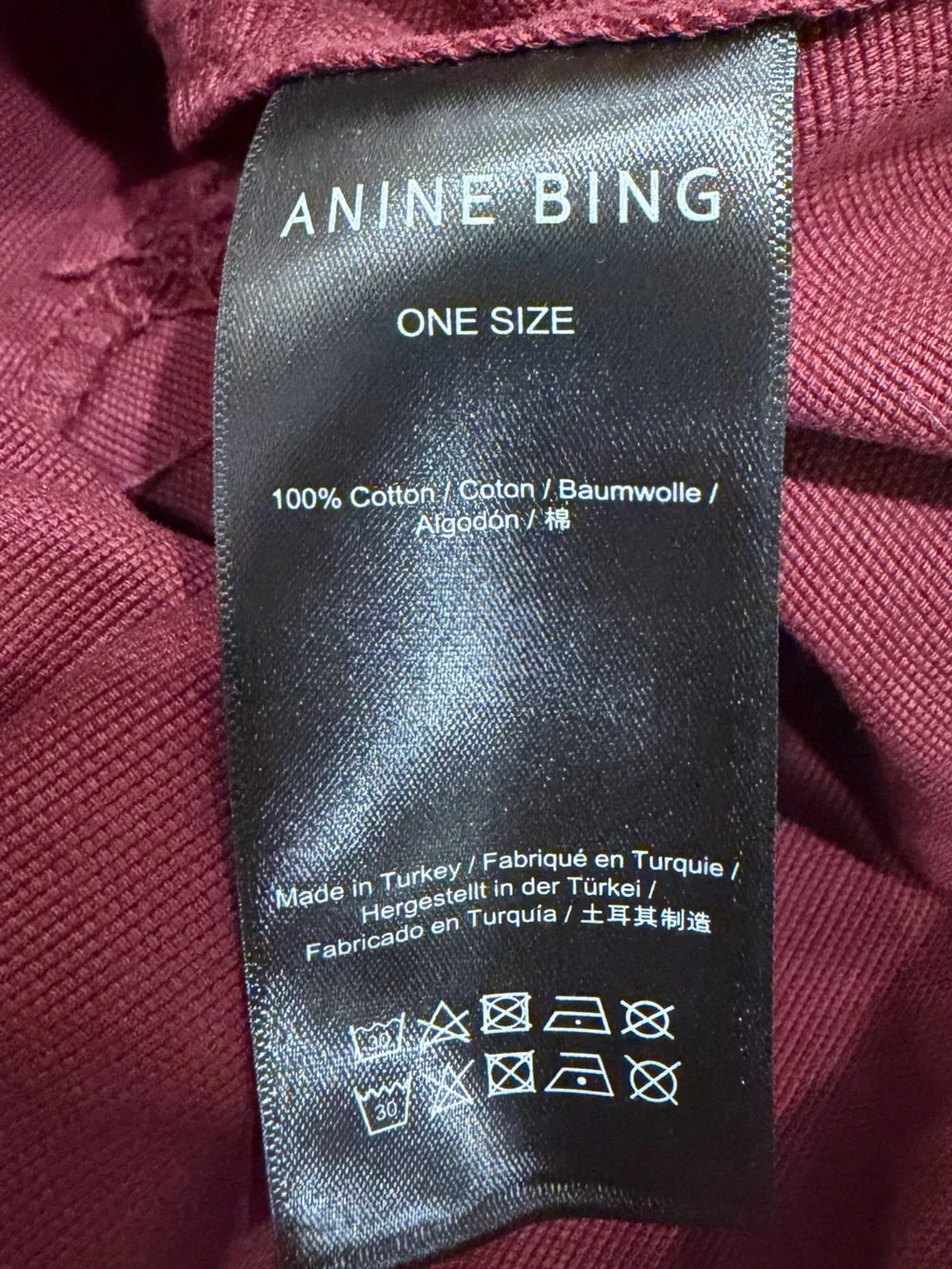 ANINE BING Leo Collegiate Canvas Tote – Burgundy – NWT
